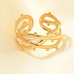 Настоящее золото 18K 304 многослойные открытые манжеты из нержавеющей стали для женщин, реальный 18 k позолоченный, 10.5 мм, регулируемый