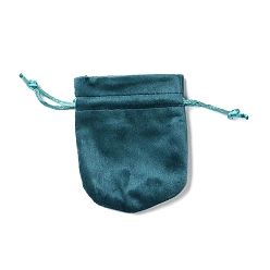 Verde azulado Bolsas de almacenamiento de terciopelo, bolsa de embalaje de bolsas con cordón, oval, cerceta, 10x8 cm