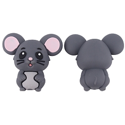 Серый Силиконовые бусины, DIY уход за ожерельем, мышь, серые, 30x30 мм