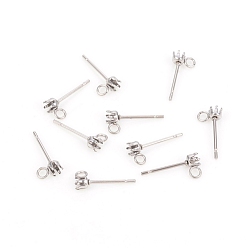 Нержавеющая Сталь Цвет Не тускнеет 304 серьги-гвоздики из нержавеющей стали, серьги с зубцами, с петлей, цвет нержавеющей стали, 6.3x3.2 мм, отверстие : 1.8 мм, штифты : 0.8 мм, лоток : 2.2 мм