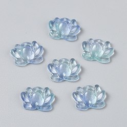 Небесно-голубой Бусины лэмпворк , два тона, лотос, голубой, 15.5x20.5x7 мм, отверстие : 1.4 мм
