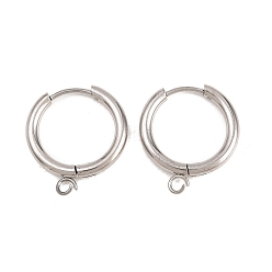Нержавеющая Сталь Цвет 316 серьги с обручем из нержавеющей стали, с петлей, долговечный, цвет нержавеющей стали, 19.5x2.5 мм, отверстие : 2.5 мм, штифты : 1 мм