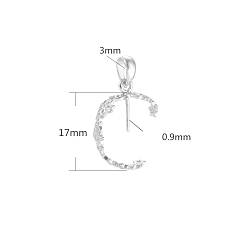 Серебро 925 серебряные подвески-колышки, Луна и звезды, за половину пробурено бисера, серебряные, 17 мм