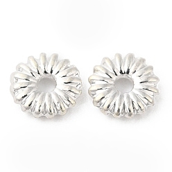 Серебро Spacer бисер латунные, без кадмия и без свинца, цветок, долговечный, серебряные, 4x1 мм, отверстие : 0.9 мм