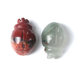 Гелиотроп Резные фигурки целебных жуков из натурального кровавого камня, Украшения из камня с энергией Рейки, 25x17.5 мм