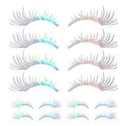 Разноцветный 8 пары 2 стили водонепроницаемые наклейки из ПВХ в форме ресниц, для автомобильного освещения, украшение автомобиля, красочный, 111~120x55~249x0.1 мм, 4 пары / стиль