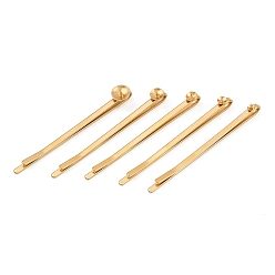Настоящее золото 18K 304 фурнитура для заколок-невидимок из нержавеющей стали, ионное покрытие (ip), без свинца, без кадмии и без никеля, реальный 18 k позолоченный, лоток : 3~8 мм, 60x3~8x8~9 мм, штифты : 0.8 мм