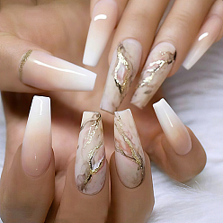 Pink Uñas postizas de plástico ABS con cobertura completa a presión, manicura desmontable del arte del clavo, Con palito de manicura, lima y cintas adhesivas, rosa, 25~30x6.5~12x3~5 mm