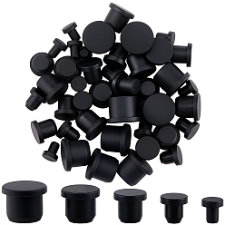 Черный 50шт 5 стили силиконовые заглушки для отверстий, вставьте заглушки в отверстия, торцевые заглушки вставок для стоек, для мебельного ограждения, круглые, чёрные, 8~12.5x7~12 мм, 10 шт / стиль