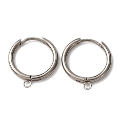 Нержавеющая Сталь Цвет 201 Выводы из нержавеющей стали серьги обруча, с 316 нержавеющей сталью и петлями, цвет нержавеющей стали, 20x18x2.5 мм, отверстие : 1.8 мм, штифты : 1 мм