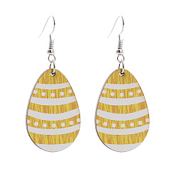 Egg Пасхальные акриловые серьги-подвески, платина, яйцо, 55x28 мм