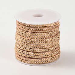 BurlyWood Rivet Faux Suede Cord, Faux Suede Lace, with Aluminum, BurlyWood, 3x2mm, about 20yards/roll