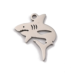 Shark Не тускнеющие 201 подвески из нержавеющей стали, лазерная резка, очарование морских животных, цвет нержавеющей стали, акула, 17x14x1 мм, отверстие : 1.5 мм