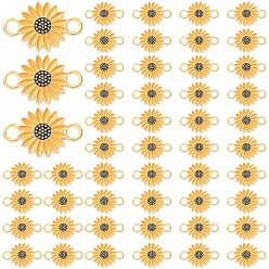 (932FM) Темно-синий аква-матовый с подкладкой 50Шармы из эмалевого сплава шт., ссылки цветы ромашки, золотой свет, темно-золотистые, 13.5x20.5x1.5 мм, отверстие : 3 мм