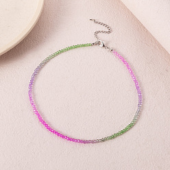 Орхидея Ожерелья из граненых круглых стеклянных бусин в стиле бохо для женщин, платина, сиреневые, 16.06 дюйм (40.8 см)