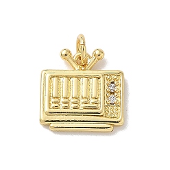 Настоящее золото 18K Латунные микропаве прозрачные кубические циркониевые подвески, телевизионные прелести, с целью перехода в кольце, стойки покрытие, долговечный, без свинца и без кадмия, реальный 18 k позолоченный, 14x13.5x2.5 мм