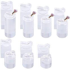 Прозрачный Акриловые одиночные комплекты стойки дисплея ювелирных изделий, держатель витрины кольца, прозрачные, 14 шт / комплект