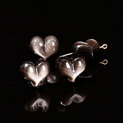 Silver Sheen Obsidian Натуральные серебряные бусины из обсидиана, сердце, 11x17 мм