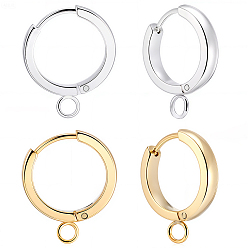 Золотой & Серебряный 16 шт. 2 цвета 201 фурнитура для сережек-колец из нержавеющей стали, с вертикальной петлей, с 316 хирургическими серьгами из нержавеющей стали, кольцо, золотой и серебряный, 16x3 мм, отверстие : 2.7 мм, штифты : 1 мм, 8 шт / цвет