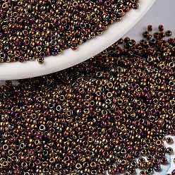 (RR615) Metallic Gold Iris MIYUKI Round Rocailles Beads, Japanese Seed Beads, 15/0, (RR615) Metallic Gold Iris, 1.5mm, Hole: 0.7mm, about 250000pcs/pound