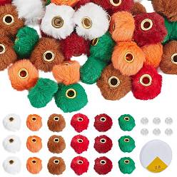 Mixed Color 60Pcs 6 Colors Imitation Rabbit Hair European Beads, Large Hole Beads, Rondelle, with 50Pcs Acrylic Bead and 1Roll Elastic Stretch Thread, Mixed Color, 19.5~20x12mm, Hole: 4mm