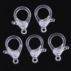 Clear Plastic Lobster Claw Clasps, Clear, 35x24.5x6mm, Hole: 3mm