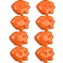 Оранжевый Фарфора ручной работы бисер нитей, рыба, яркие глазированный фарфор, оранжевые, 15.5~16.5x20~20.5x8~8.5 мм, отверстие : 2 мм, около 27 шт / нитка, 16.54~16.73 дюйм (42~42.5 см)