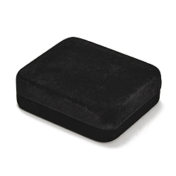 Negro Cajas de almacenamiento para juegos de joyas de terciopelo, Rectángulo, con papel y hierro en el interior, negro, 10x8.4x3.5 cm