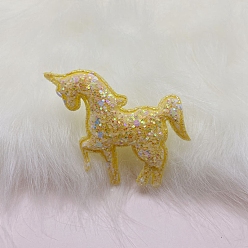 Yellow Unicorn PVC Paillette Cabochons, DIY for Hair Accessories, Yellow, 60x55mm