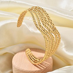 Золотой 304 из нержавеющей стали манжеты браслеты, многорядные браслеты для женщин, волна, золотые, внутренний диаметр: 2-1/2x2 дюйм (6.2x5.1 см)