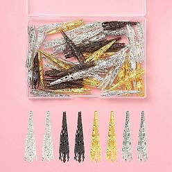 (52) Непрозрачная лаванда 50шт 4 цветные железные колпачки для бусин, разноцветные, 42x8 мм, отверстие : 1 мм