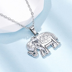 Нержавеющая Сталь Цвет Слон 304 из нержавеющей стали кулон ожерелье, цвет нержавеющей стали, 17.99 дюйм (45.7 см)