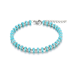Синтетическая Бирюза Браслет из нержавеющей стали с натуральным камнем для женщин, повседневная одежда, несколько цветов