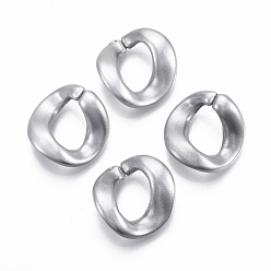Silver Spray Painted CCB Plastic Linking Rings, Quick Link Connectors, For Jewelry Curb Chains Making, Oval Twist, Silver, 23x22.5x9mm, Inner Diameter: 10x13mm
