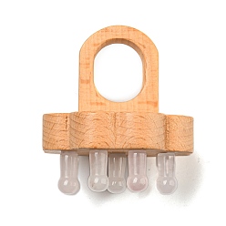 Розовый Кварц Массажер для кожи головы из натурального розового кварца, гребешок для кожи головы с деревянной головкой, инструмент для расслабляющего массажа головы от стресса, цветка сливы, 65x56x56 мм