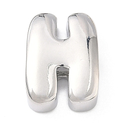 Letter H Латунные бусины с инициалами, платина, долговечный, стойки покрытие, без свинца и без кадмия, Письмо ч, 21x15.5x7 мм, отверстие : 8.5x4.5 мм