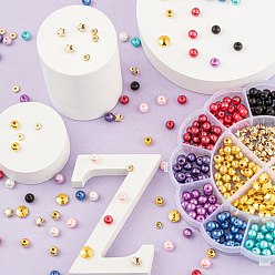 Mixed Color 540Pcs Imitation Pearl Beads Kit for DIY Jewelry Making, Including Round Glass Pearl Beads and CCB Plastic Beads, Mixed Color, about 540pcs/box