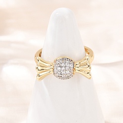 Настоящее золото 18K Латунные микро проложить манжеты кольца кубического циркония, без кадмия и без свинца, конфеты, реальный 18 k позолоченный, внутренний диаметр: регулируемый