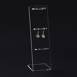 Clear Transparent Acrylic Earrings Display Stands, L-Shaped, Clear, 19.5x6.3x0.95cm, Hole: 1.6mm