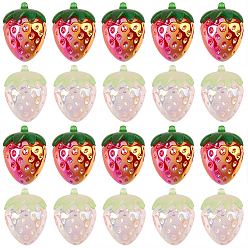 (52) Непрозрачная лаванда 30 шт. 2 гальванизированные непрозрачные акриловые подвески, клубника, разноцветные, 22.5x17x17 мм, отверстие : 3.8 мм, 15 шт / цвет