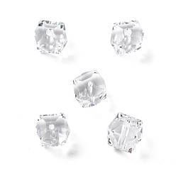Прозрачный Имитация Австрийские кристаллические шарики, к 9 стекло, квадратный граненый, прозрачные, 10x10x10 мм, отверстие : 1.8 мм
