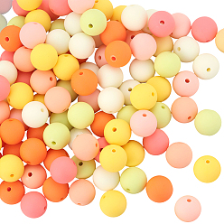 (52) Непрозрачная лаванда Прорезиненные бусины с имитацией силикона и акрила, круглые, разноцветные, 13.5~14x13 мм, отверстие : 2 мм, 100 шт