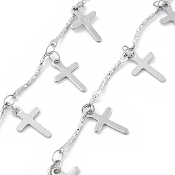 Нержавеющая Сталь Цвет 304 цепи из нержавеющей стали ссылка, с катушкой, пайки, крестик, цвет нержавеющей стали, 12.5x8x0.5 мм, 5 м / рулон