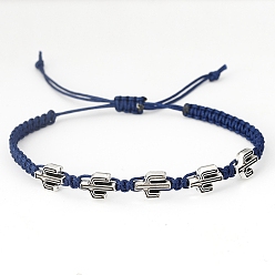 Кактус Сплав плетёные браслеты из бисера, античное серебро, кактус, 6-1/4~10-1/4 дюйм (16~26 см)