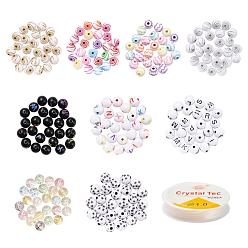 Mixed Color DIY Jewelry Making Kits, Including Round Craft Style & Opaque & Transparent Acrylic Beads and Elastic Thread, Mixed Color, Beads: 270Pcs/set