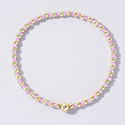 Камелия Женские браслеты из круглых бусин в корейском стиле из стекла и латуни, камелия, внутренний диаметр: 6-1/2 дюйм (16.5 см)