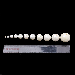 White Eco-Friendly Plastic Imitation Shell Beads, High Luster, Grade A, Half Hole/Drilled, Round, White, 18mm, Half Hole: 1.5mm