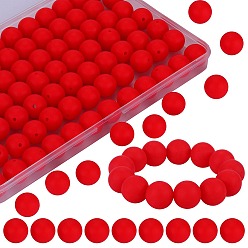 Красный 80шт круглые силиконовые фокусные бусины, красные, 15 мм, отверстие : 2 мм