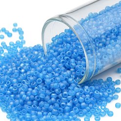 (163BF) Transparent AB Frost Dark Aquamarine TOHO Round Seed Beads, Japanese Seed Beads, (163BF) Transparent AB Frost Dark Aquamarine, 11/0, 2.2mm, Hole: 0.8mm, about 5555pcs/50g