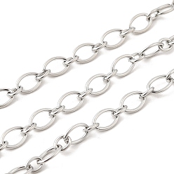 Нержавеющая Сталь Цвет 304 цепи овальные из нержавеющей стали, несварные, с катушкой, цвет нержавеющей стали, 8.5x5.5x1 мм